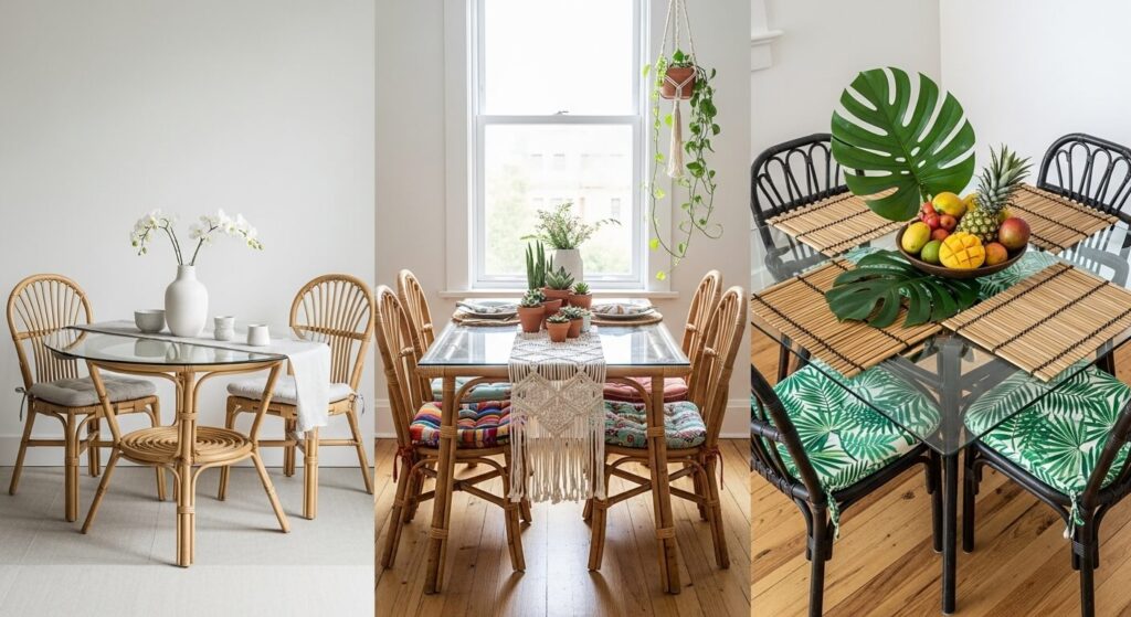 How to Style a Rattan Glass Top Dining Table