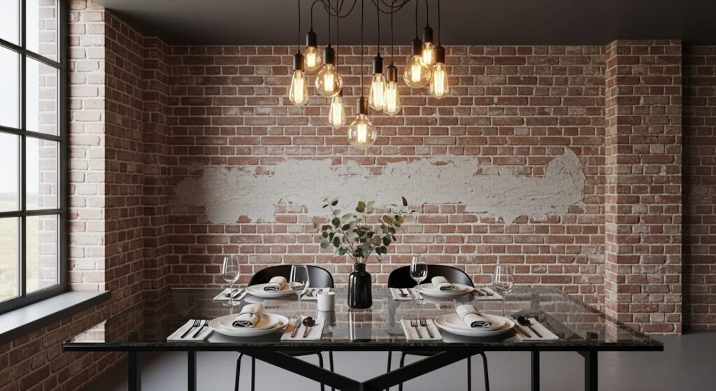 Industrial Chic - Metal Base Glass Top Dining Table​
