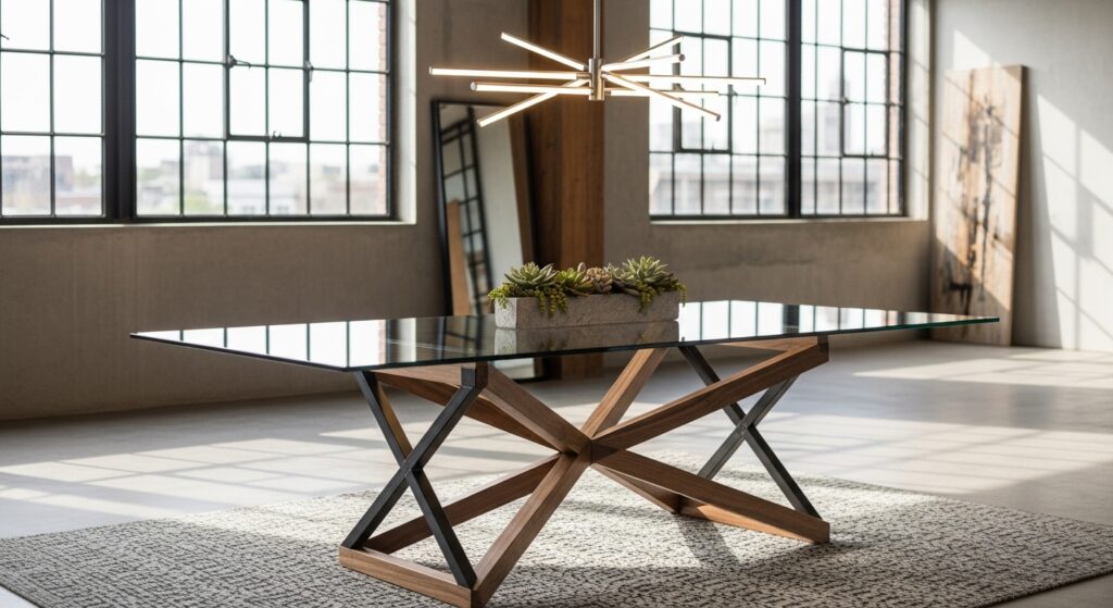Mixed Material Base for Glass Table Top: Fusion & Flexibility