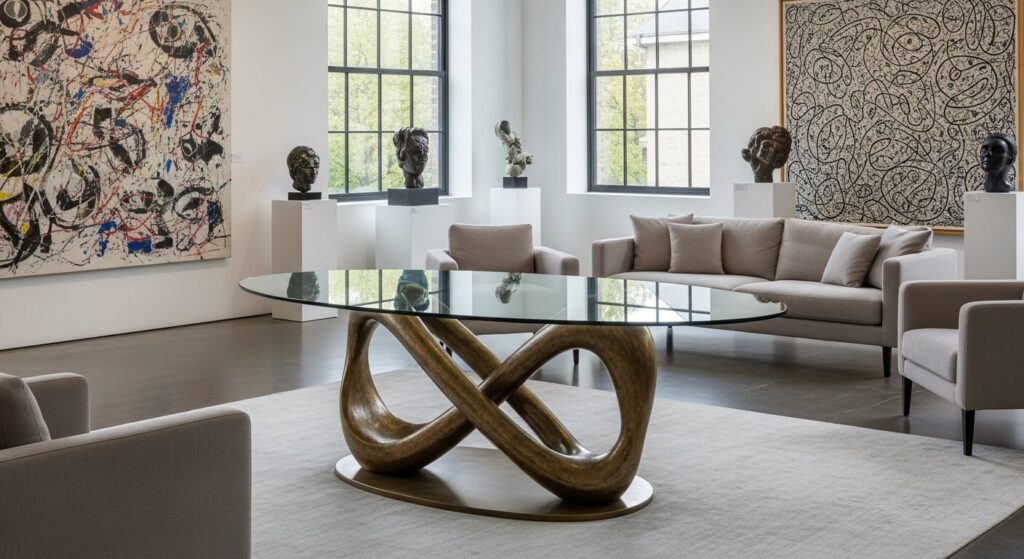 Sculptural Base for Glass Table Top: Artistic & Statement-Making