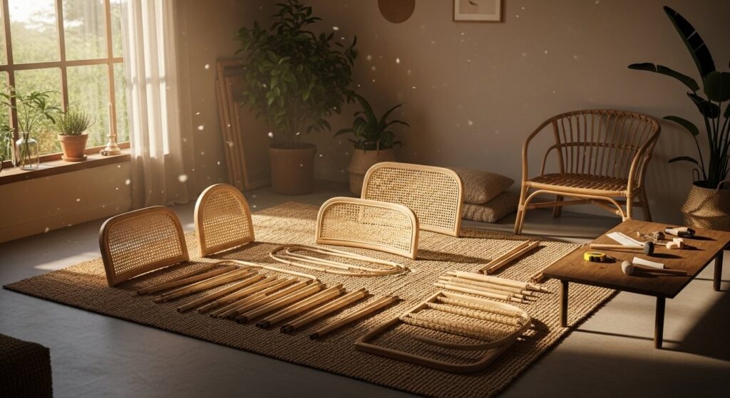 Step-by-step assembly manual for rattan coffee table with glass top - Prepare your workspace