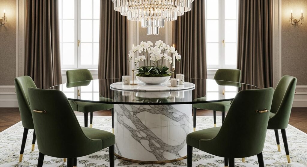 Stone or Marble Base for Glass Table Top: Luxurious & Heavy-Duty