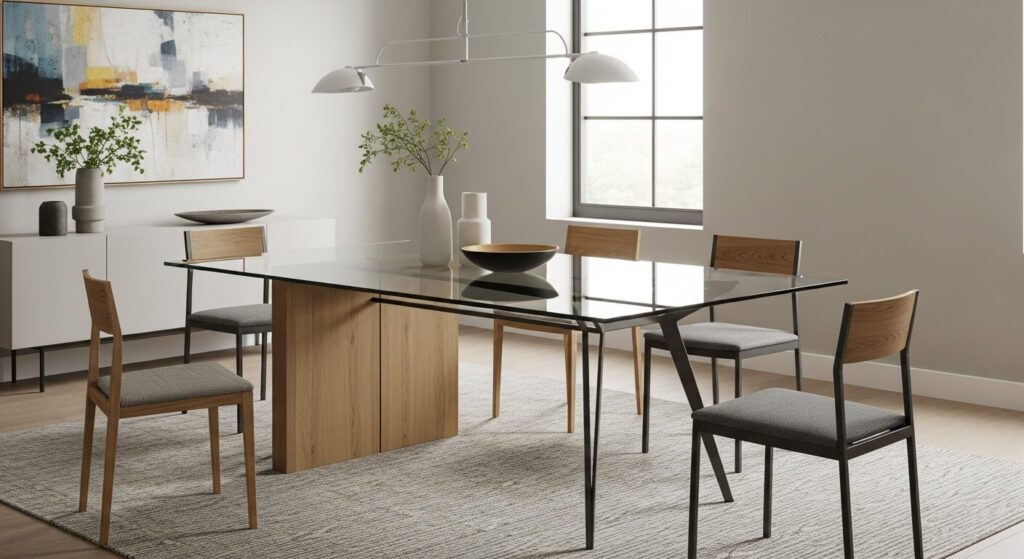 Types of Glass Top Dining Room Tables Rectangular