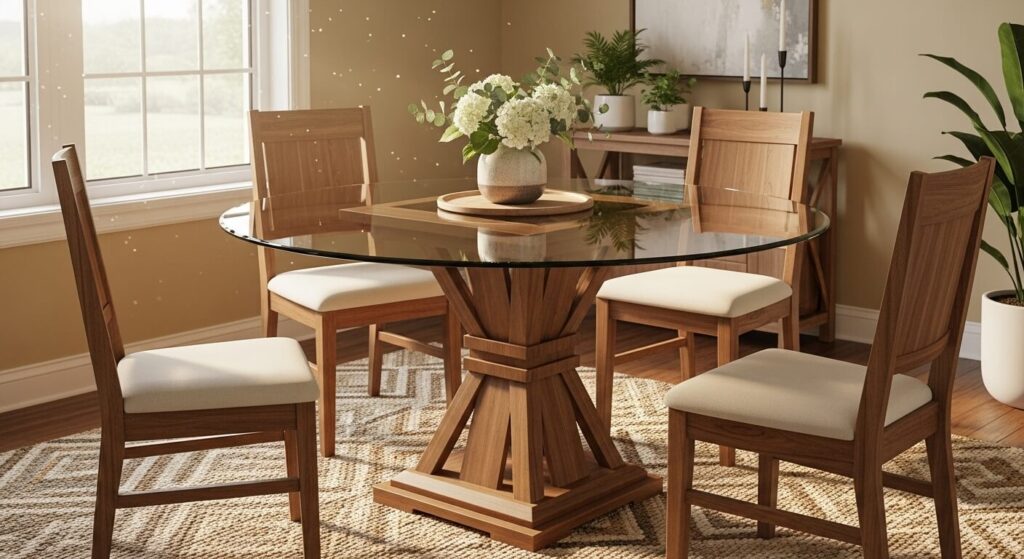 Wooden Base for Glass Table Top: Timeless & Versatile