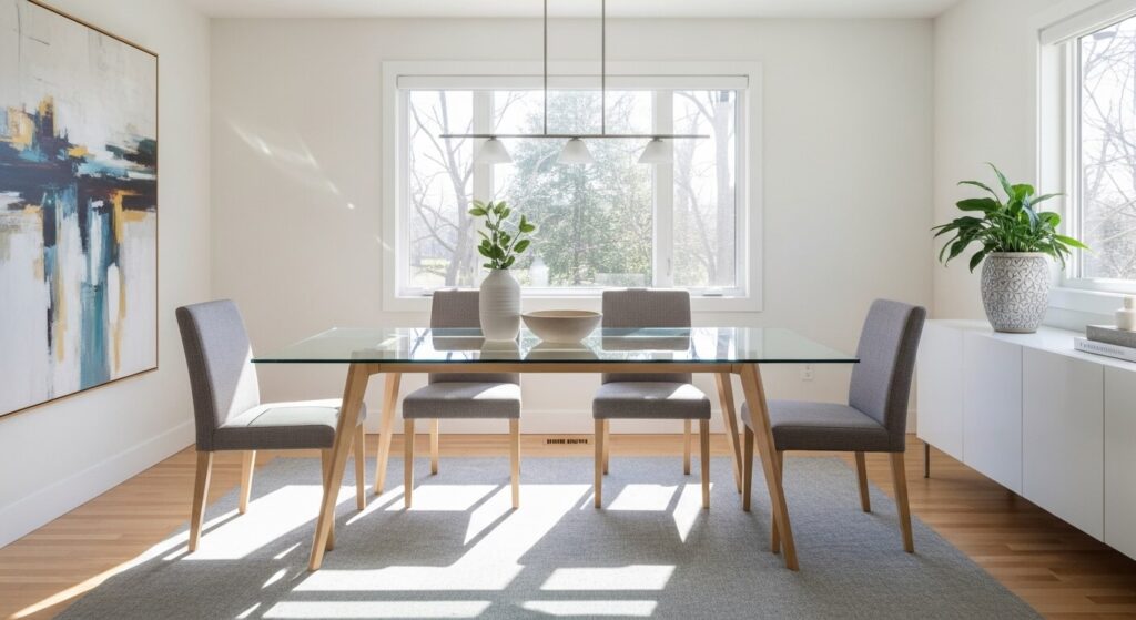glass top rectangular table