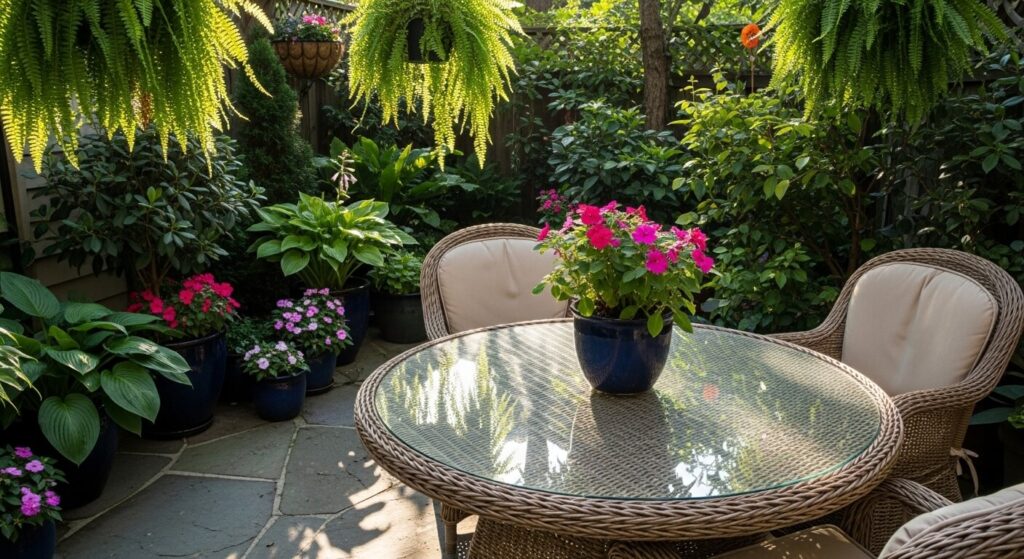 glass top wicker table