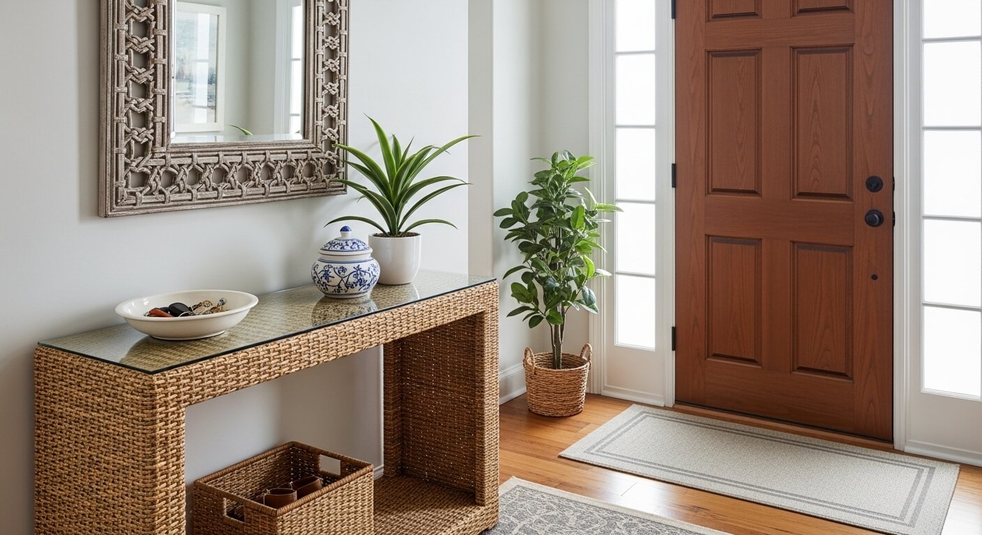 glass top wicker table