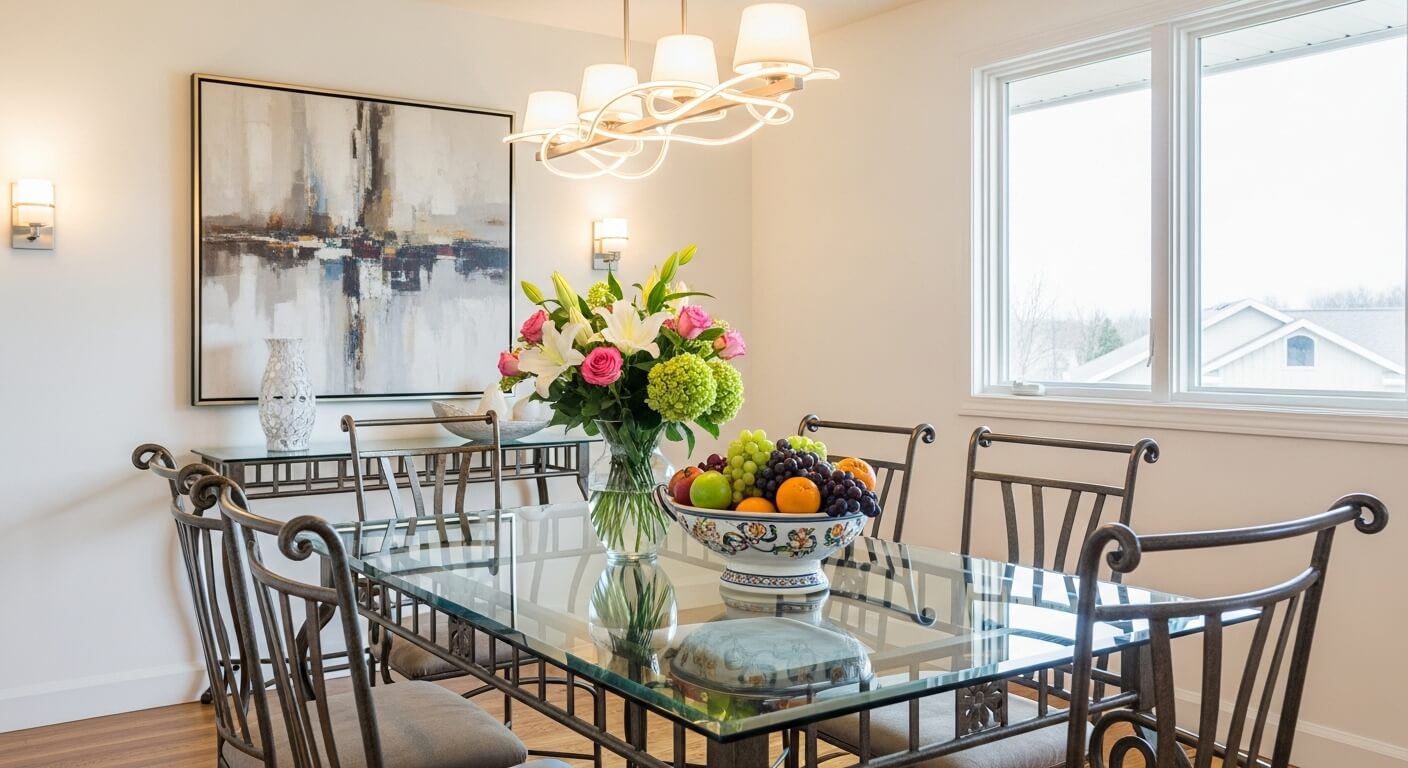 wrought iron dining table glass top
